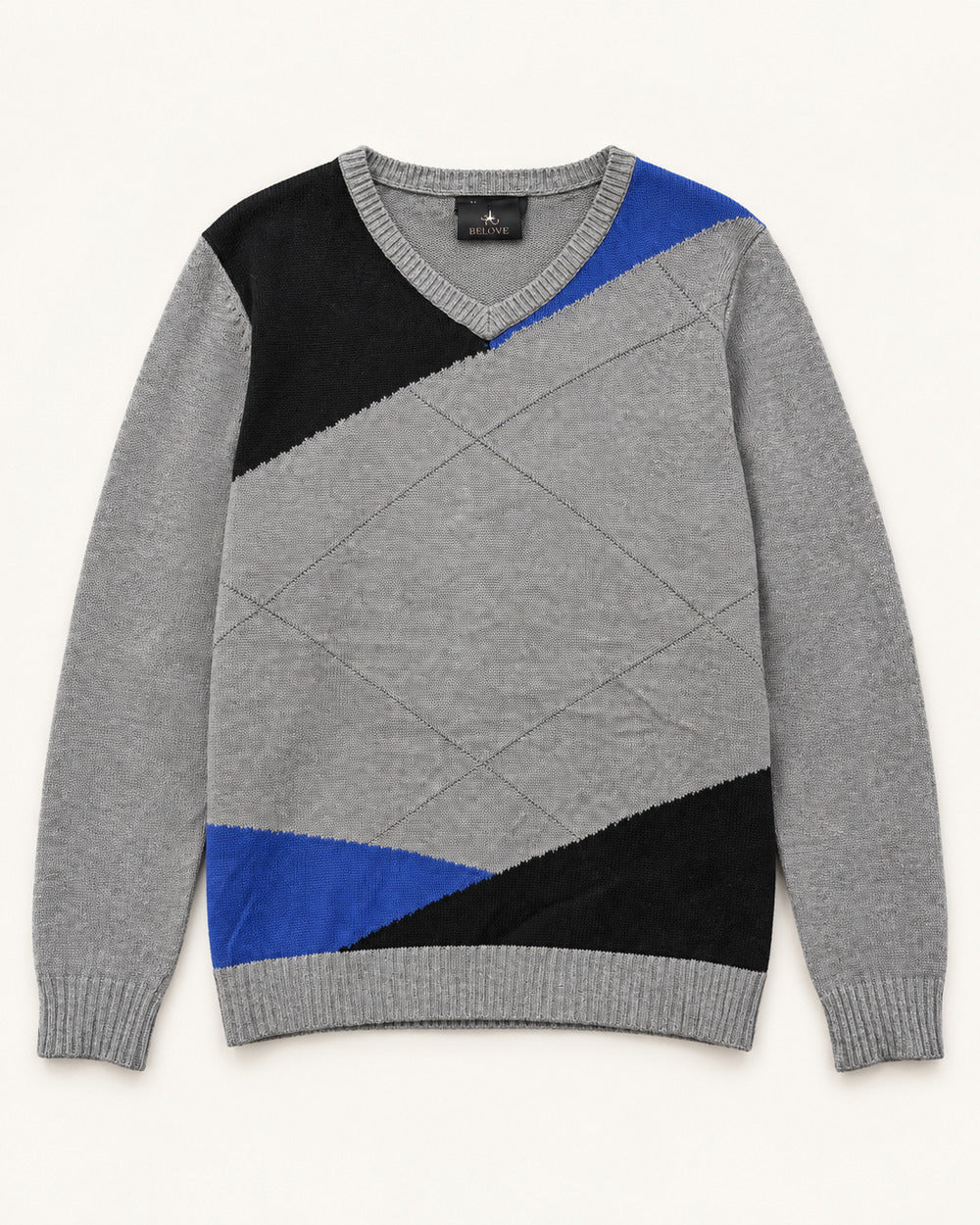 Grey, Black & Blue men's preloved sweater, VW-MS50