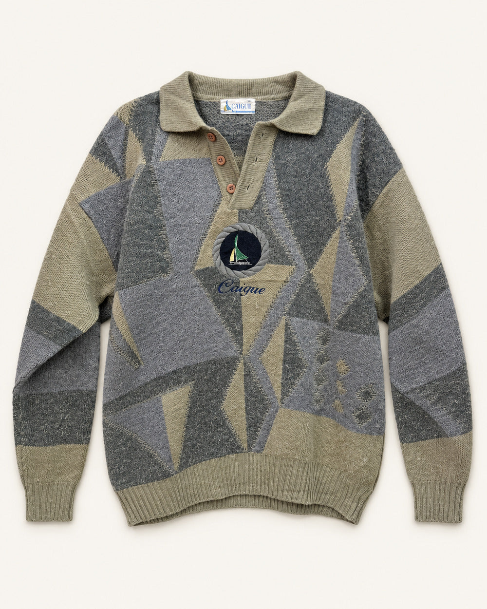 Olive & Grey men's preloved polo sweater, VW-MS69