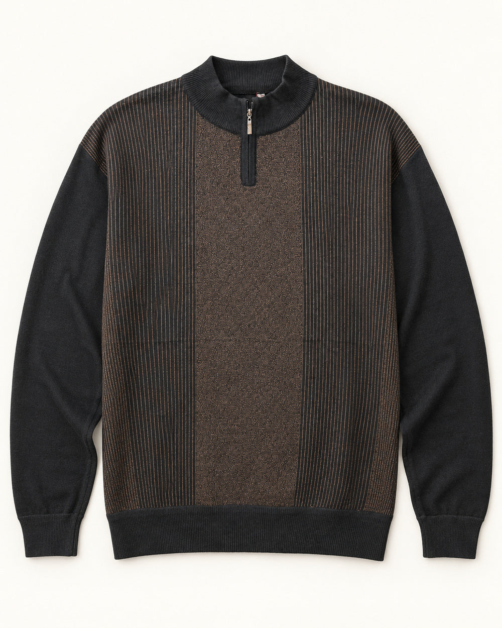 Brown & Black men's preloved zip-neck sweater, VW-MS74