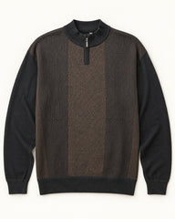 Brown & Black men's preloved zip-neck sweater, VW-MS74