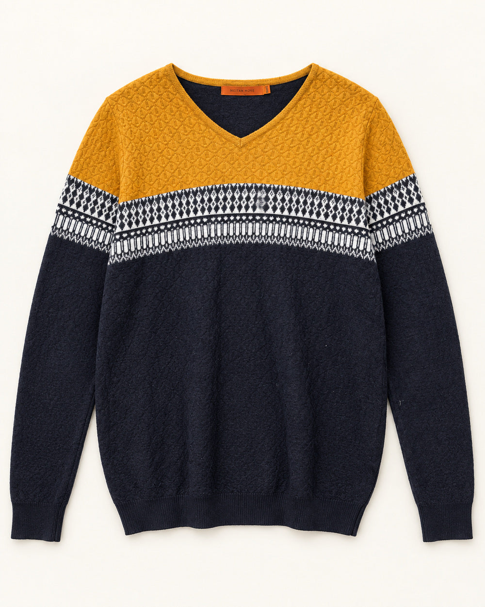 Mustard & Navy men's preloved sweater, VW-MS78