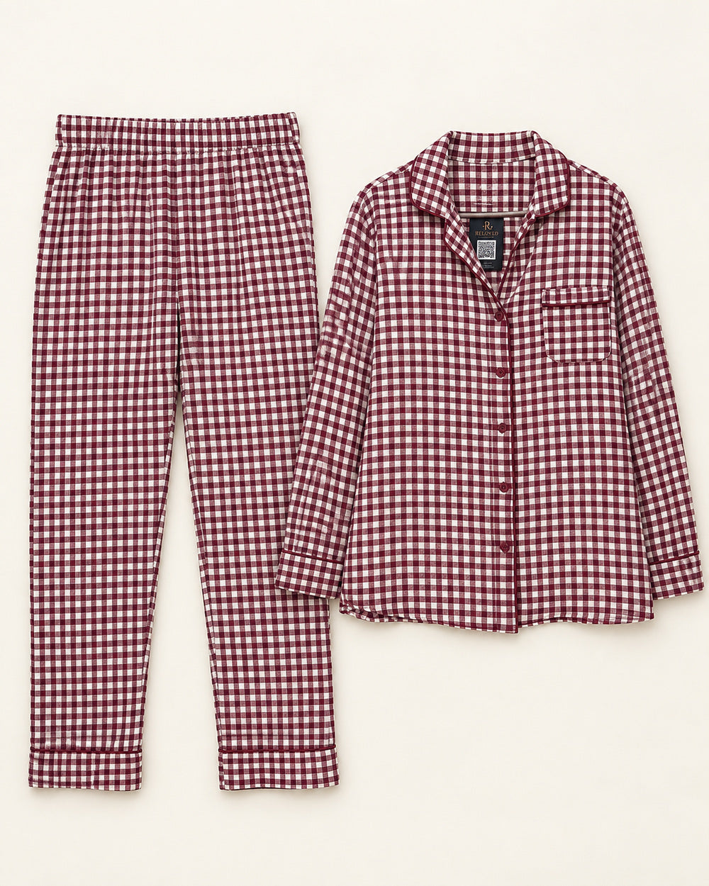 Burgundy & Cream women's preloved night suit, VW-NS12