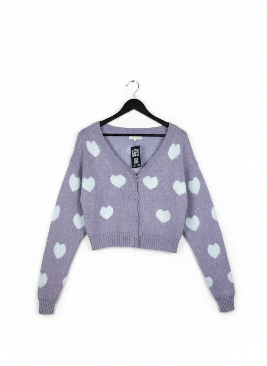 Secondhand Branded Winter Cardigans & Sweaters by L.A.Hearts, Purple nylon fabric, Excellent condition, for Women - Online Thrift Shop Karachi Pakistan