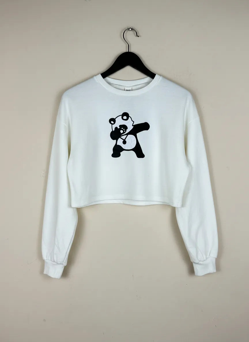 UK Imported secondhand Winter Crop Tops - Shein brand, White Cotton + Polyester, Premium condition, for Women - Online Thrift Store Karachi Pakistan