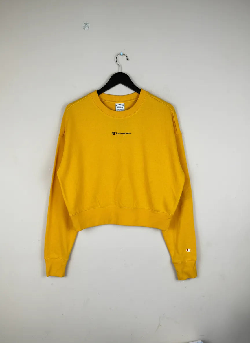 Premium Condition Winter Crop Tops | Preloved Champion | Yellow Cotton + Polyester | Thrift Shop for Women Lahore Pakistan | OTS