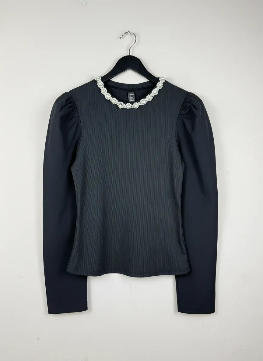 Winter Crop Tops | Shein | Preloved Branded | Black Cotton + Polyester | Premium | OTS Thrift Store Karachi Pakistan