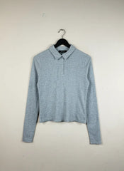 Winter Crop Tops | New Look | Preloved Branded | Gray Cotton + Polyester | Premium | OTS Thrift Store Lahore Pakistan