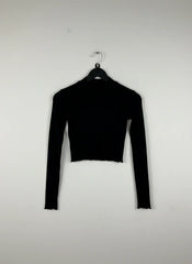 Premium Condition Winter Crop Tops | Preloved pull&Bear | Black Cotton | Thrift Shop for Women Islamabad Pakistan | OTS