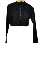 Shop Premium Winter Crop Tops by Shein | Preloved Branded Clothes | Black Polyester + Cotton | Women | OTS Thrift Store Islamabad Pakistan