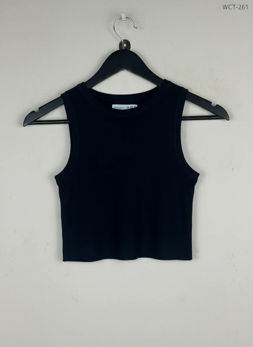 Winter Crop Tops | Primark | Preloved Branded | Black Polyester | | OTS Thrift Store Karachi Pakistan