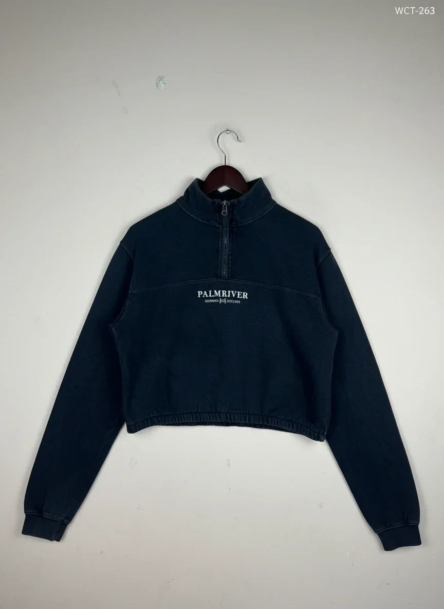 Shop Excellent Winter Crop Tops by Pacific Republic | Preloved Branded Clothes | Black Cotton | Women | OTS Thrift Store Islamabad Pakistan