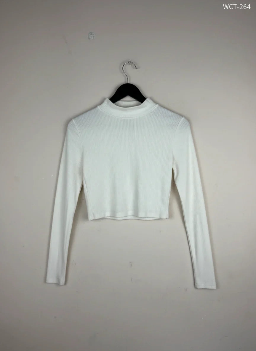 Secondhand Branded Winter Crop Tops by Primark, OffWhite Polyester fabric, Premium condition, for Women - Online Thrift Shop Lahore Pakistan
