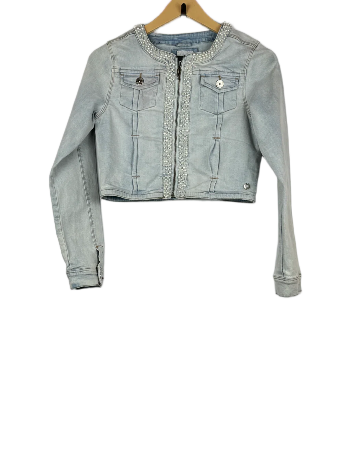 Winter Crop Tops | Milla Star | Preloved Branded | SkyBlue Cotton Jeans | Premium | OTS Thrift Store Karachi Pakistan