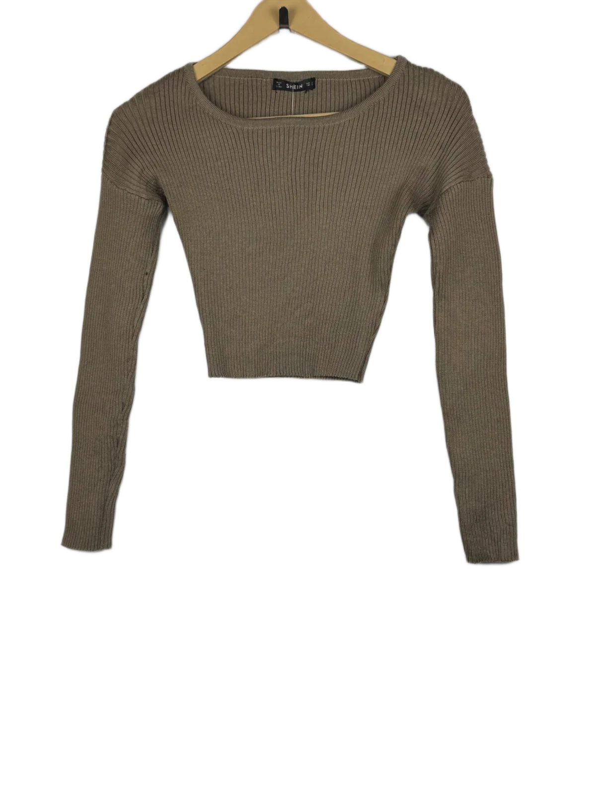 Premium Condition Winter Crop Tops | Preloved Shein | SandyBrown Polyester | Thrift Shop for Women Karachi Pakistan | OTS
