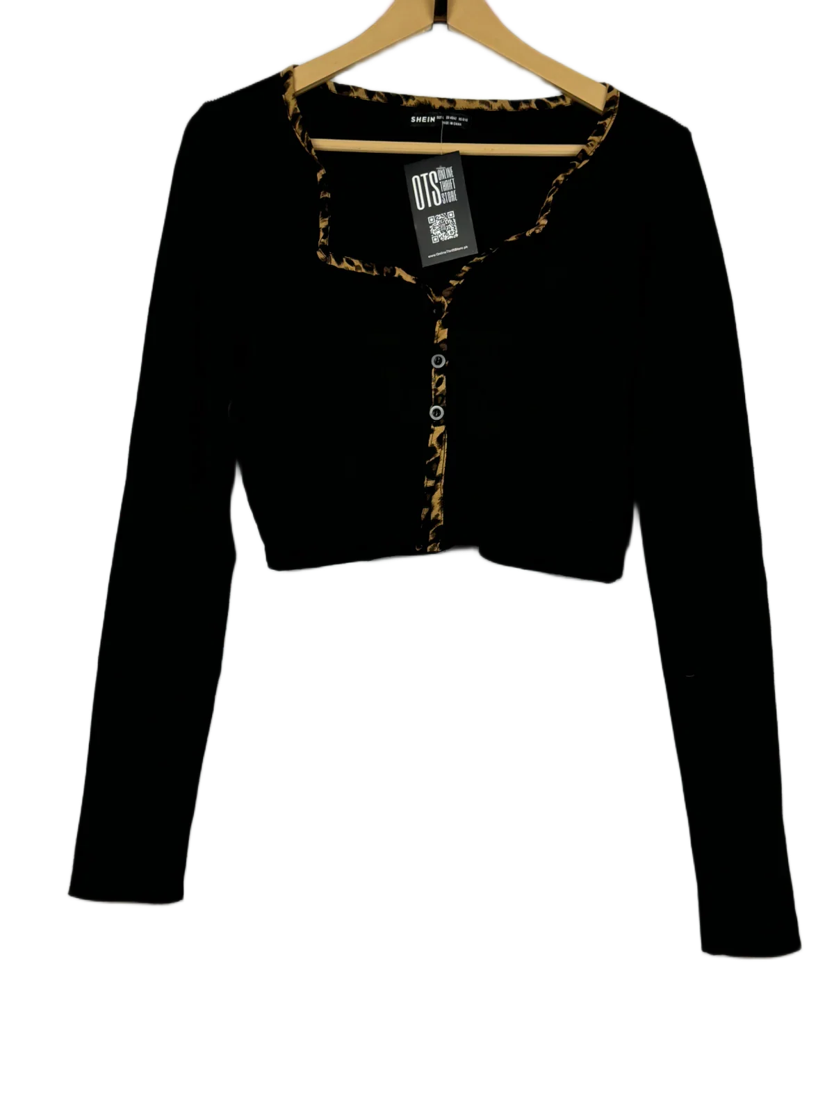 Preloved Excellent Winter Crop Tops by Shein, Black Acrylic for Women - OTS Thrift Shop Islamabad Pakistan