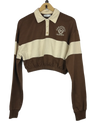 UK Imported secondhand Winter Crop Tops - Bershka brand, Brown & White Cotton, Premium condition, for Women - Online Thrift Store Karachi Pakistan