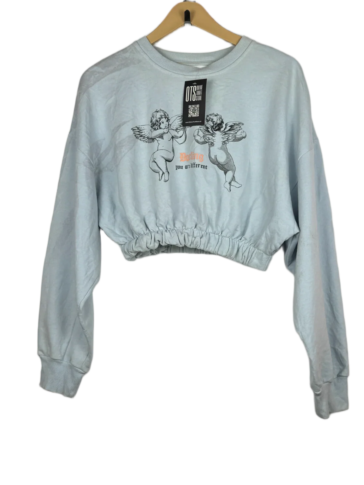 Winter Crop Tops | Bershka | Preloved Branded | Ice Blue Cotton | Good | OTS Thrift Store Peshawar Pakistan