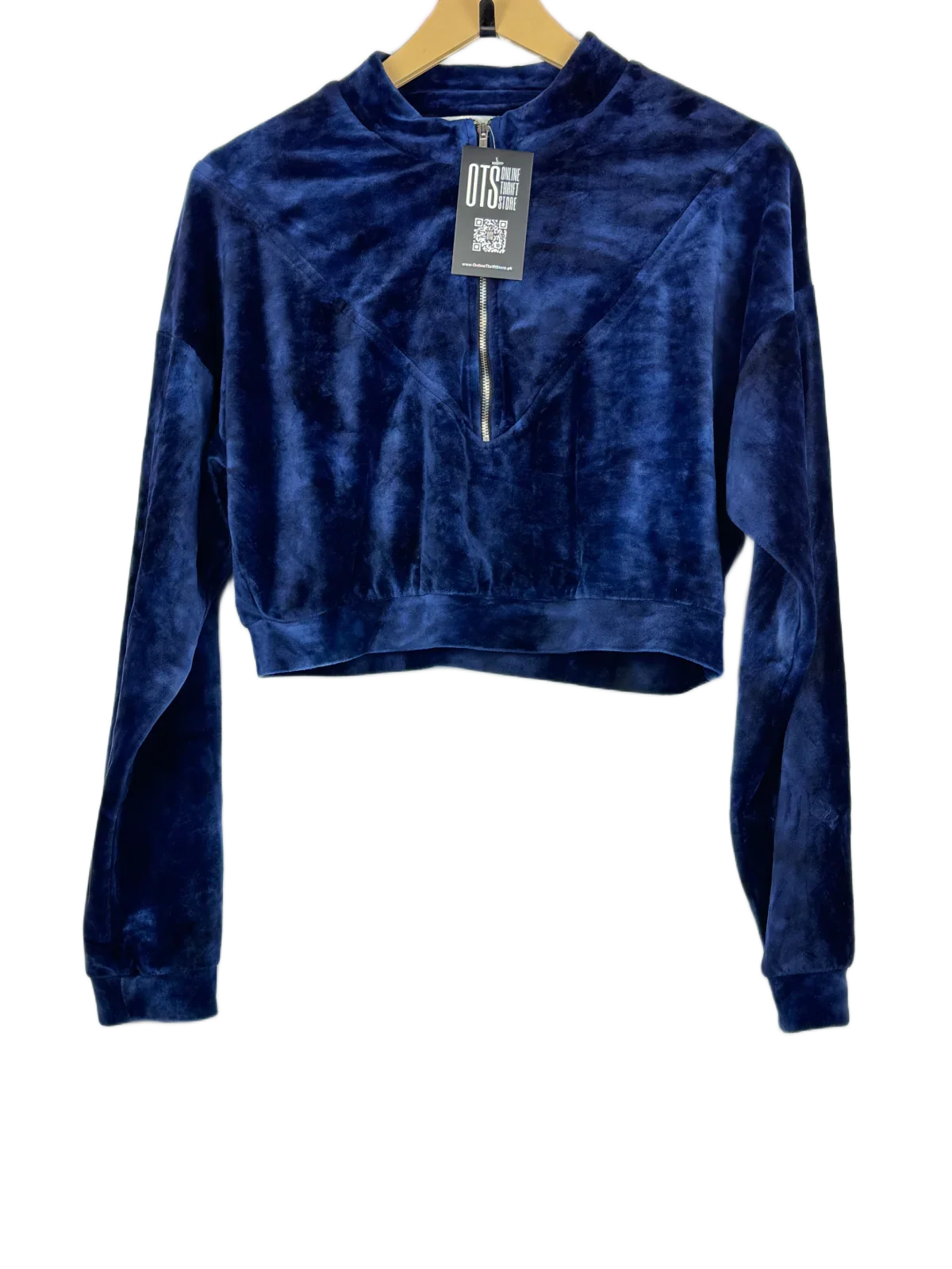 UK Imported secondhand Winter Crop Tops - Honey Punch brand, Blue Polyester, Premium condition, for Women - Online Thrift Store Lahore Pakistan
