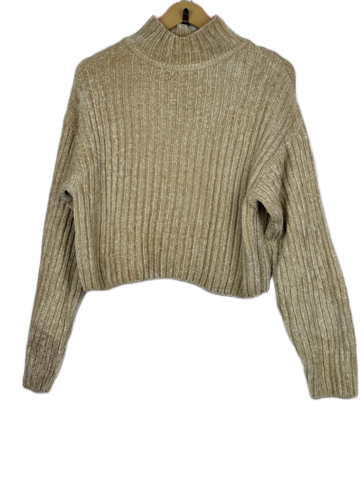 Excellent Condition Winter Crop Tops | Preloved H&M | Khaki Polyester | Thrift Shop for Women Karachi Pakistan | OTS
