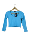 Preloved Excellent Winter Crop Tops by Dunnes, Cyan Polyester for Women - OTS Thrift Shop Islamabad Pakistan