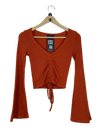 Secondhand Branded Winter Crop Tops by Shein, Rust Polyester fabric, Premium condition, for Women - Online Thrift Shop Islamabad Pakistan