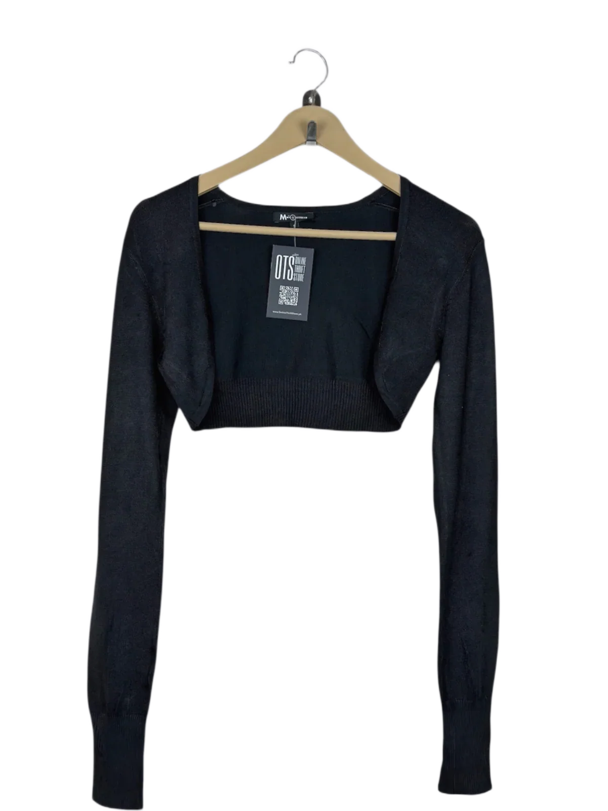 UK Imported secondhand Winter Crop Tops - M Squitds brand, Black Polyester, Premium condition, for Women - Online Thrift Store Karachi Pakistan