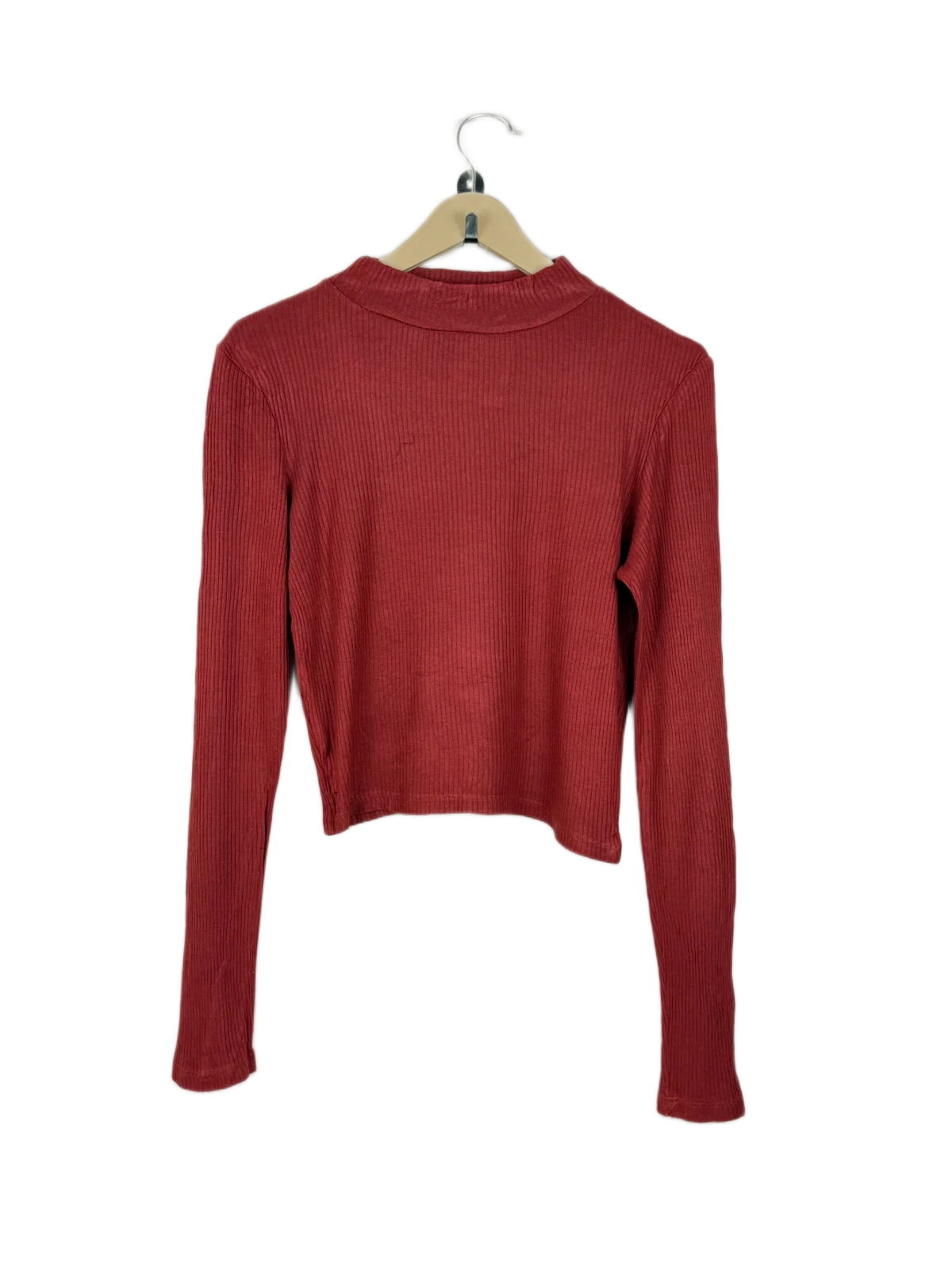 Secondhand Branded Winter Crop Tops by Atmosphere, Maroon Viscose fabric, Premium condition, for Women - Online Thrift Shop Lahore Pakistan
