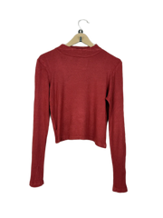 Secondhand Branded Winter Crop Tops by Atmosphere, Maroon Viscose fabric, Premium condition, for Women - Online Thrift Shop Lahore Pakistan