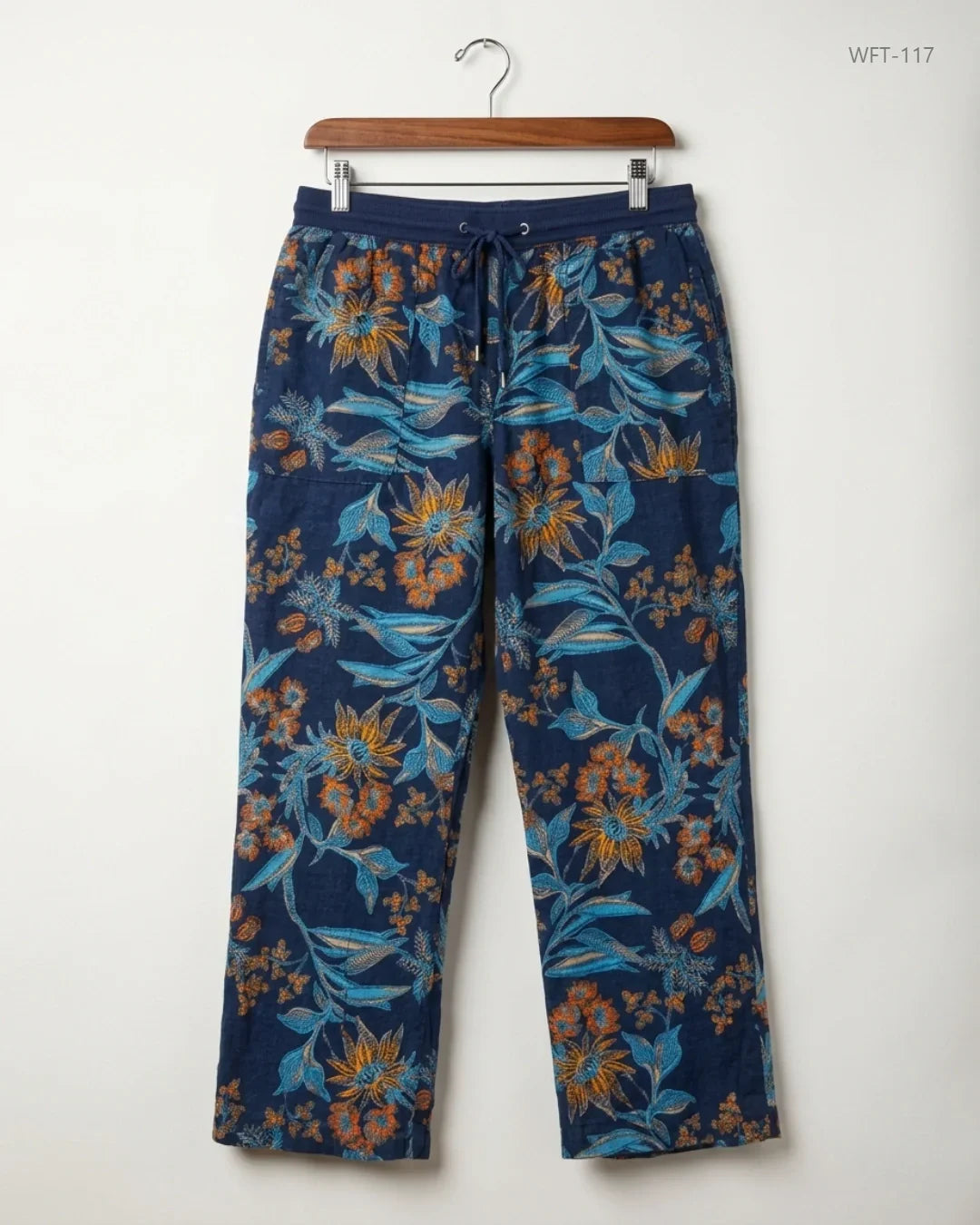 UK Imported secondhand Women Flapper Trouser - Marks & Spencer brand, Blue Cotton, Premium condition, for - Online Thrift Store Karachi Pakistan