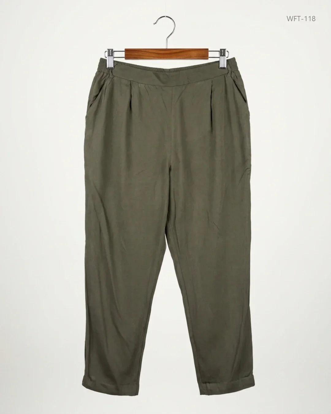 Shop Premium Women Flapper Trouser by New Look | Preloved Branded Clothes | Olive Viscose | | OTS Thrift Store Lahore Pakistan