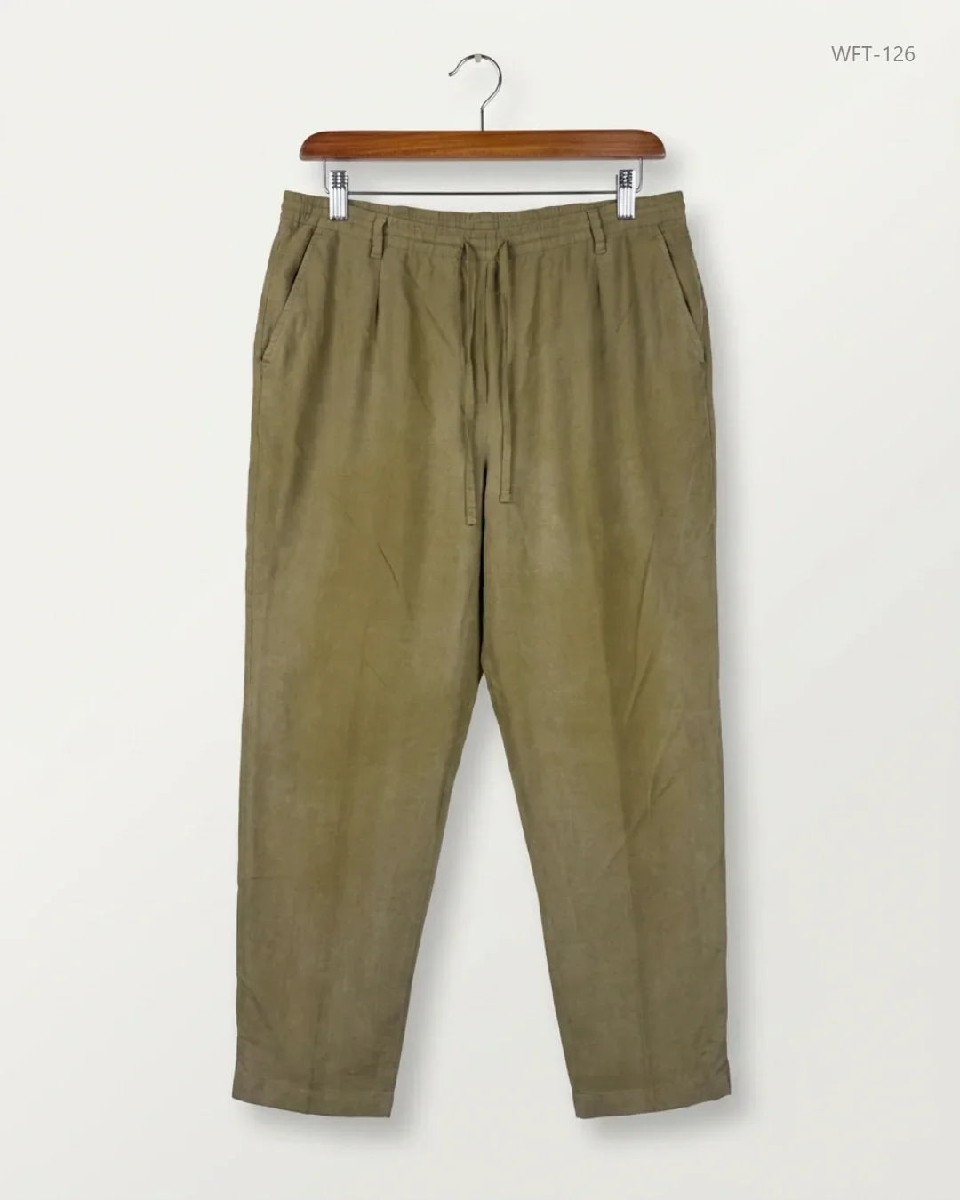 Preloved Premium Women Flapper Trouser by RESORT, OLIVE GREEN Silk for - OTS Thrift Shop Lahore Pakistan