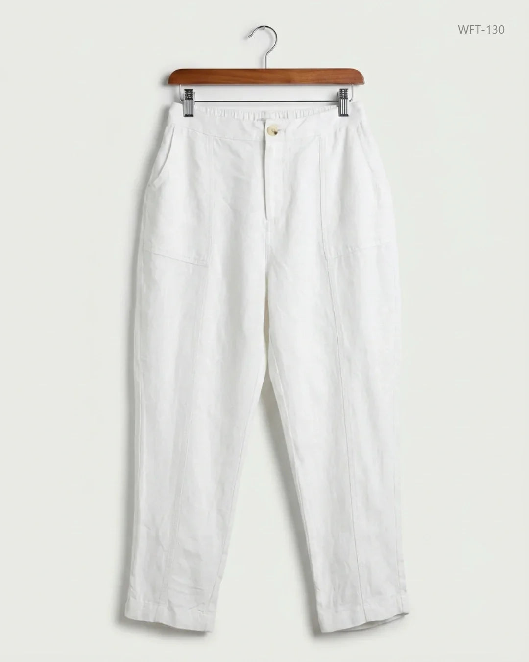 UK Imported secondhand Women Flapper Trouser - HALSTON brand, White Cotton, Premium condition, for - Online Thrift Store Lahore Pakistan