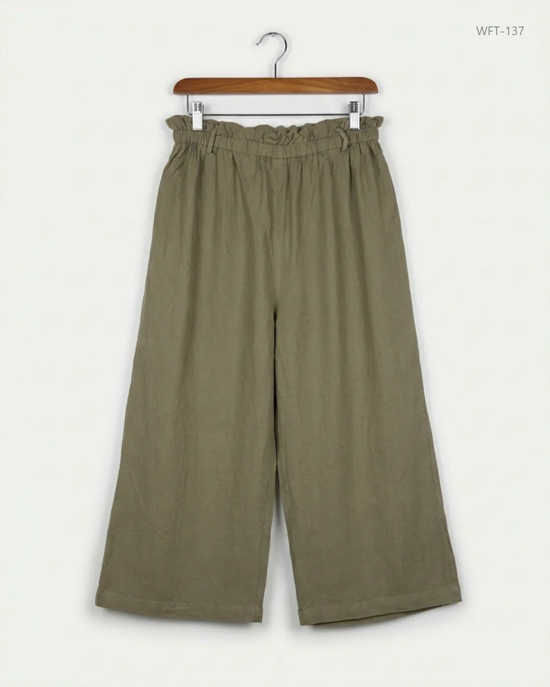 Women Flapper Trouser | Peacocks | Preloved Branded | Olive Cotton | Premium | OTS Thrift Store Karachi Pakistan