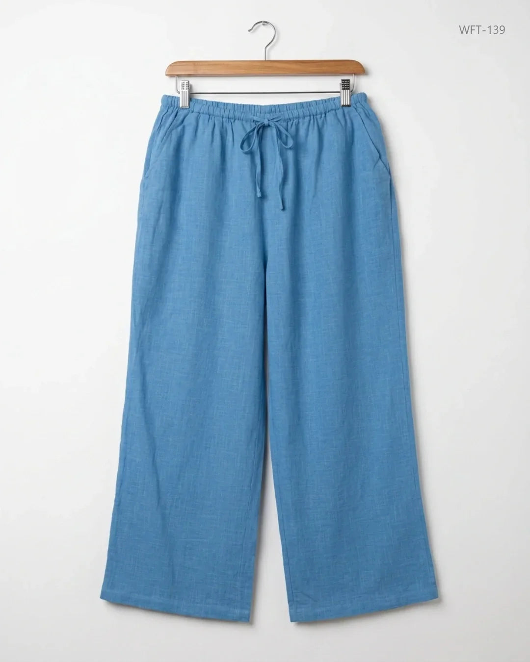 Women Flapper Trouser | UNFOLDED | Preloved Branded | Blue Cotton | Premium | OTS Thrift Store Karachi Pakistan