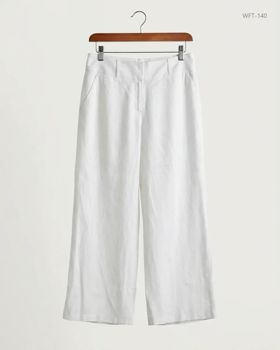 Preloved Premium Women Flapper Trouser by RELAXED, White viscose for - OTS Thrift Shop Karachi Pakistan