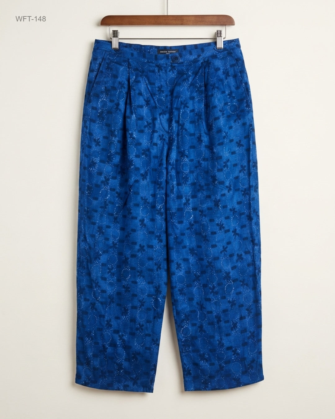 Women Flapper Trouser | Marks & Spencer | Preloved Branded | Blue Cotton | Premium | OTS Thrift Store Lahore Pakistan