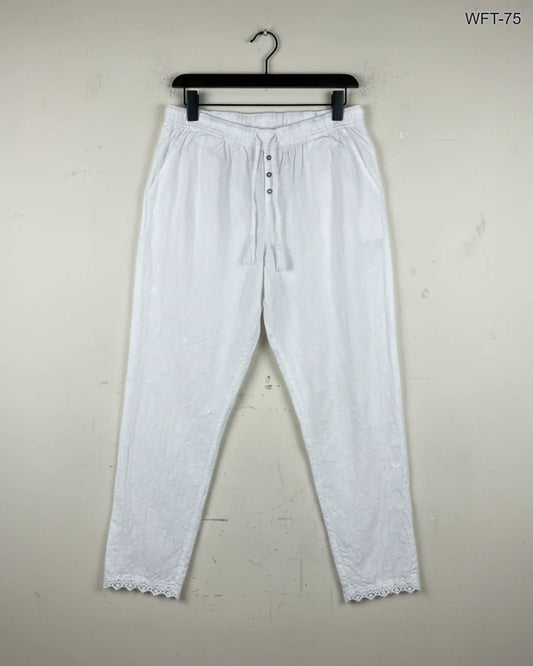 Premium Condition Women Flapper Trouser | Preloved LOVE TO LOUNGE | White Cotton | Thrift Shop for Womens Karachi Pakistan | OTS