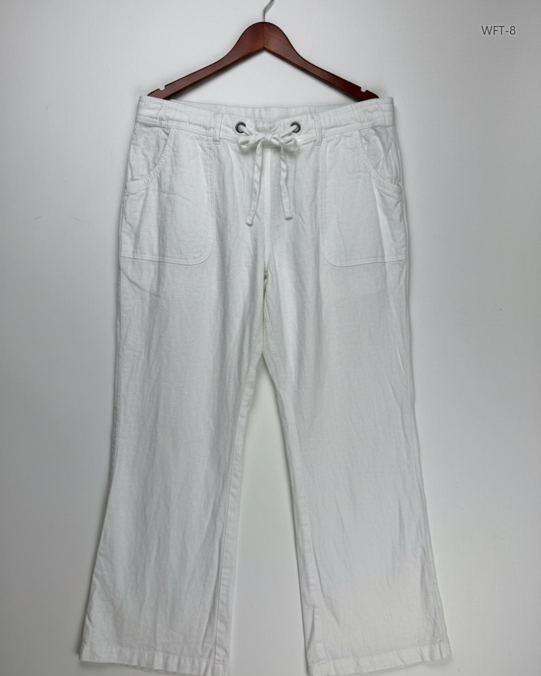 Shop Premium Women Flapper Trouser by Peptite | Preloved Branded Clothes | White Cotton | Womens | OTS Thrift Store Lahore Pakistan