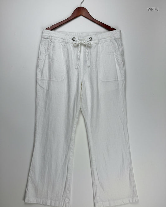 Shop Premium Women Flapper Trouser by Peptite | Preloved Branded Clothes | White Cotton | Womens | OTS Thrift Store Lahore Pakistan