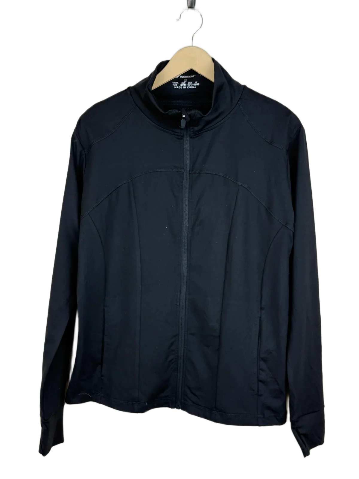 Secondhand Branded Winter Hoodies & Sweatshirtss by Workout, Black Polyester fabric, Premium condition, for Women - Online Thrift Shop Lahore Pakistan