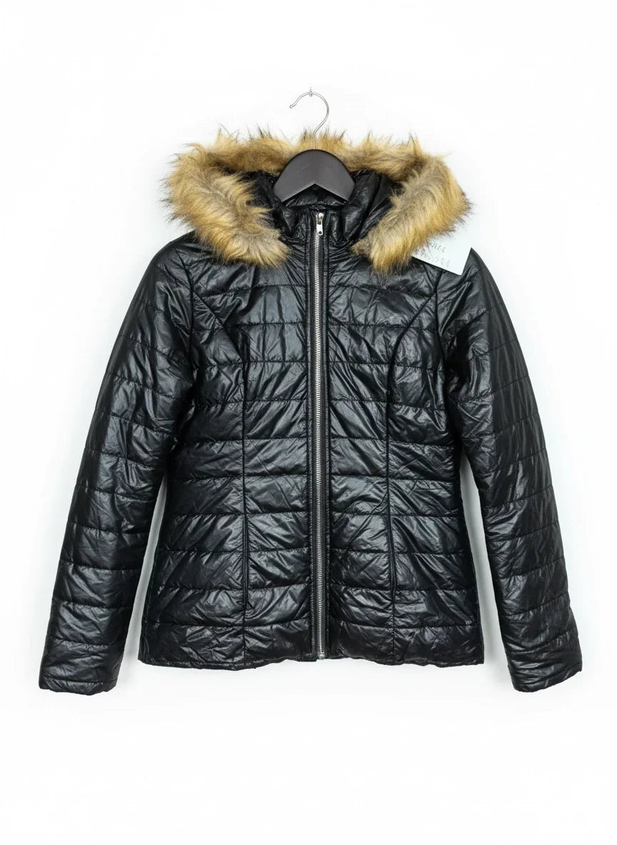 Preloved Premium Bomber & Puffer Jackets by Unknown, Black Polyester for Women - OTS Thrift Shop Islamabad Pakistan