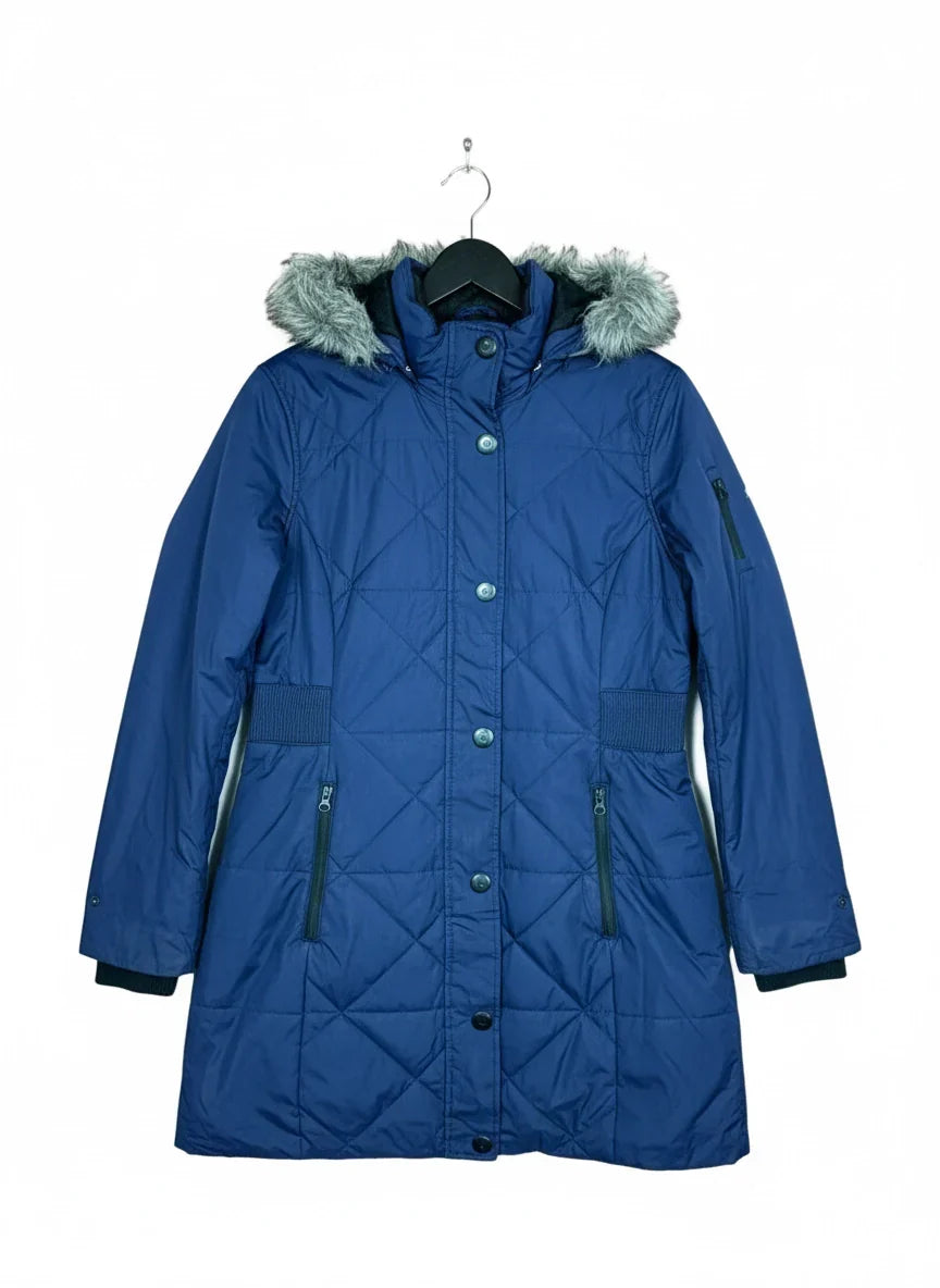 Shop Excellent Bomber & Puffer Jackets by Hawke & Co | Preloved Branded Clothes | Navy Blue Polyester | Women | OTS Thrift Store Lahore Pakistan