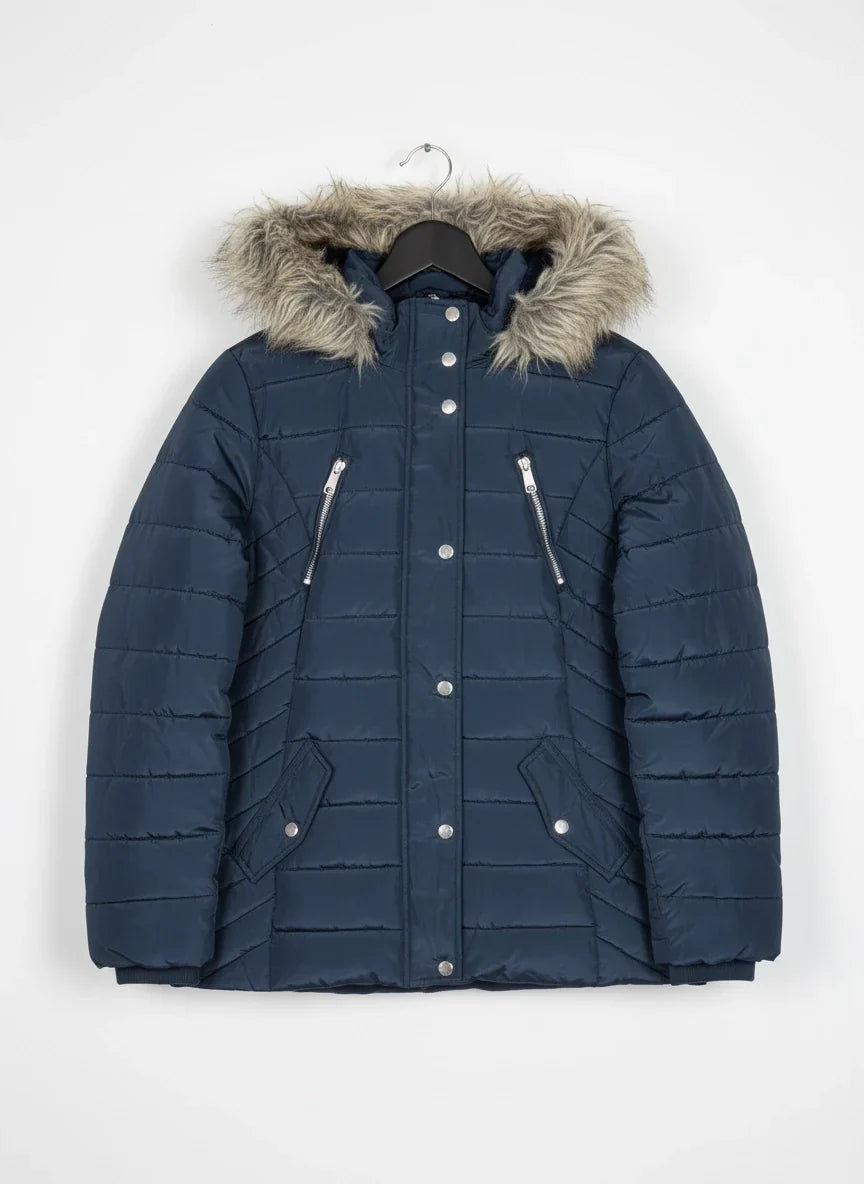 Premium Plus Condition Bomber & Puffer Jackets | Preloved F&F | Navy Blue Polyester | Thrift Shop for Women Lahore Pakistan | OTS
