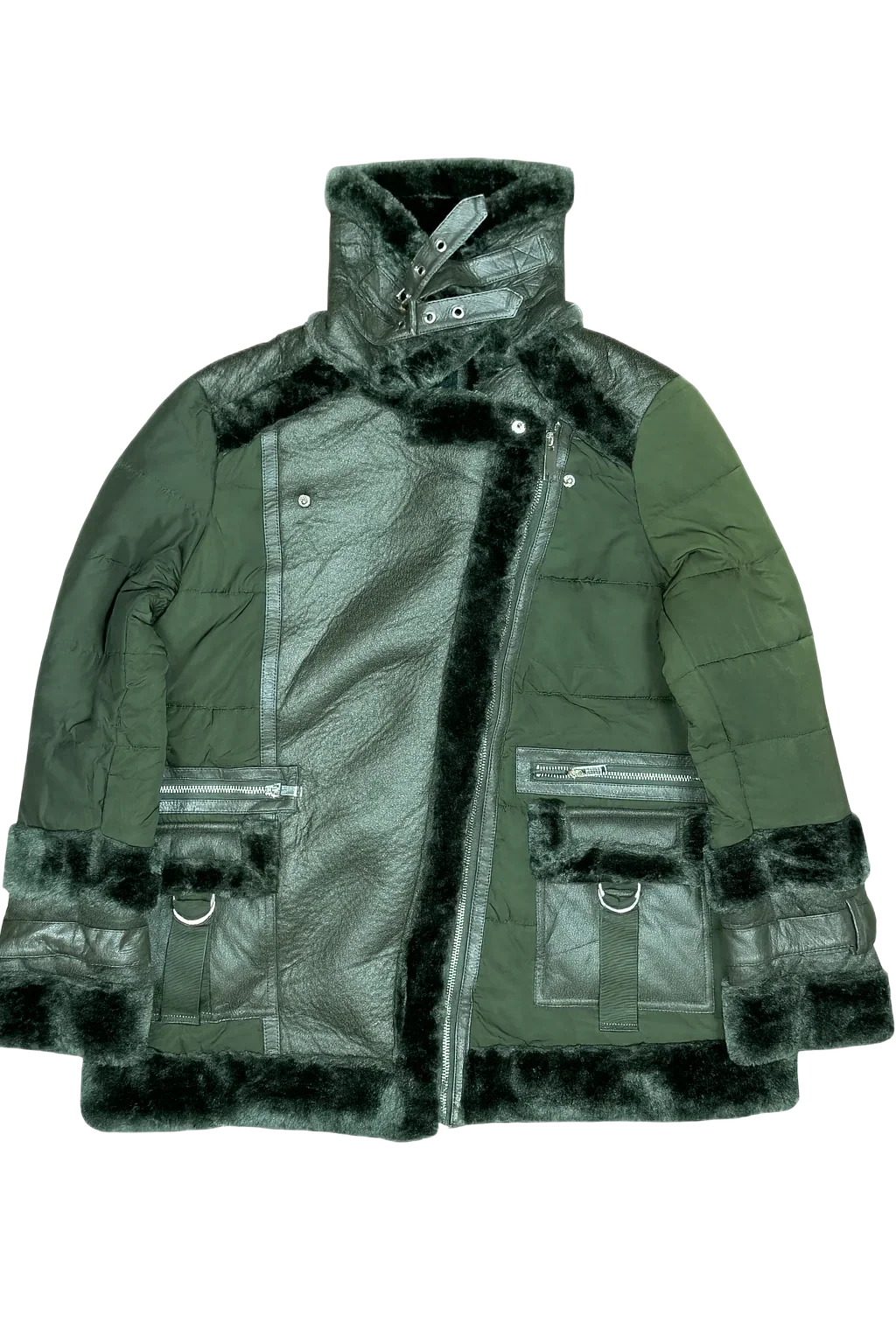 Shop Premium Bomber & Puffer Jackets by River Island | Preloved Branded Clothes | Olive Polyester | Women | OTS Thrift Store Islamabad Pakistan