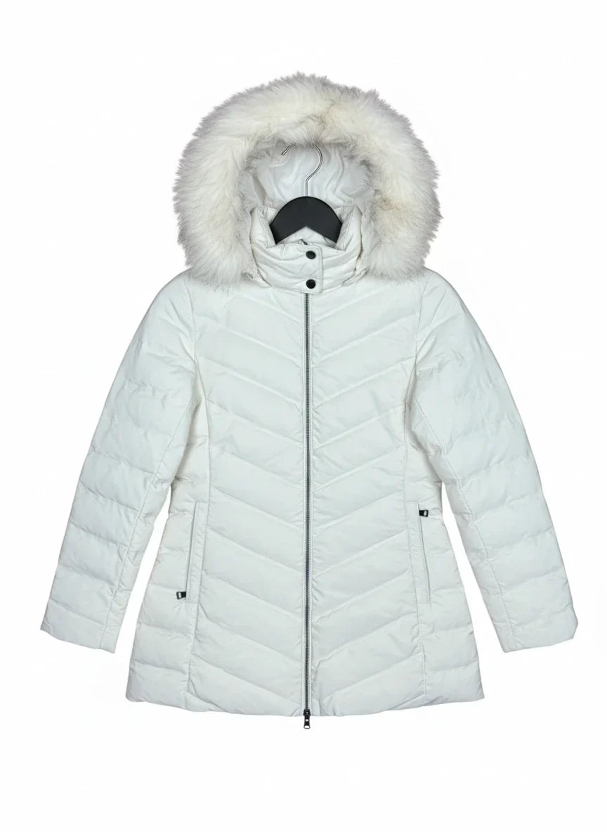 Secondhand Branded Bomber & Puffer Jackets by Zara, Off White Polyester fabric, Premium Plus condition, for Women - Online Thrift Shop Lahore Pakistan