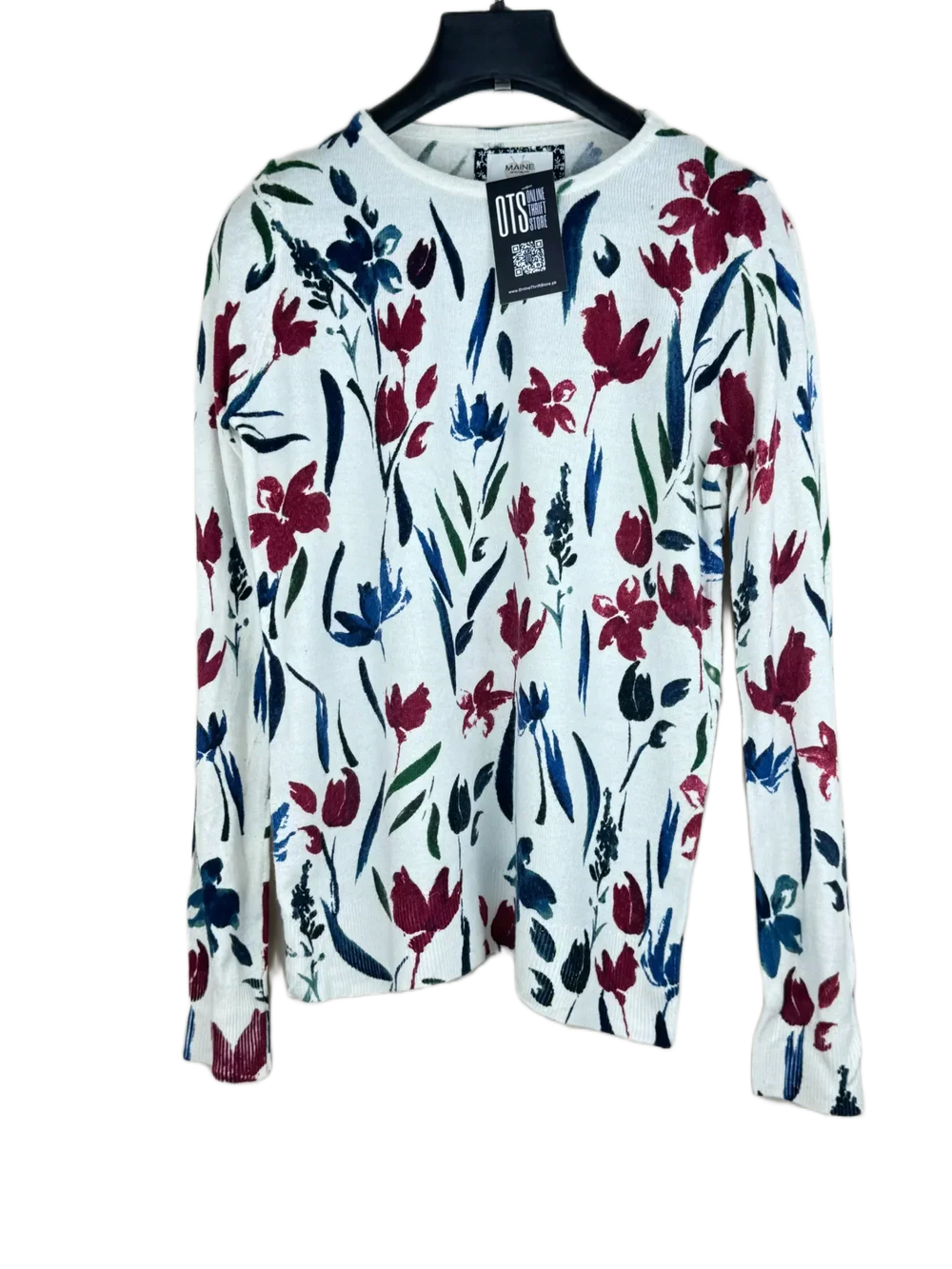 Preloved Premium Winter Knitted Tops by Maine, White Acrylic for Women - OTS Thrift Shop Peshawar Pakistan