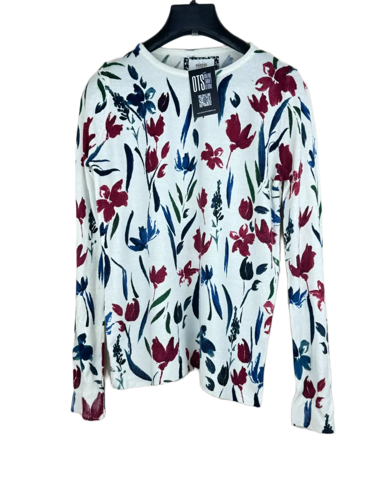 Preloved Premium Winter Knitted Tops by Maine, White Acrylic for Women - OTS Thrift Shop Peshawar Pakistan