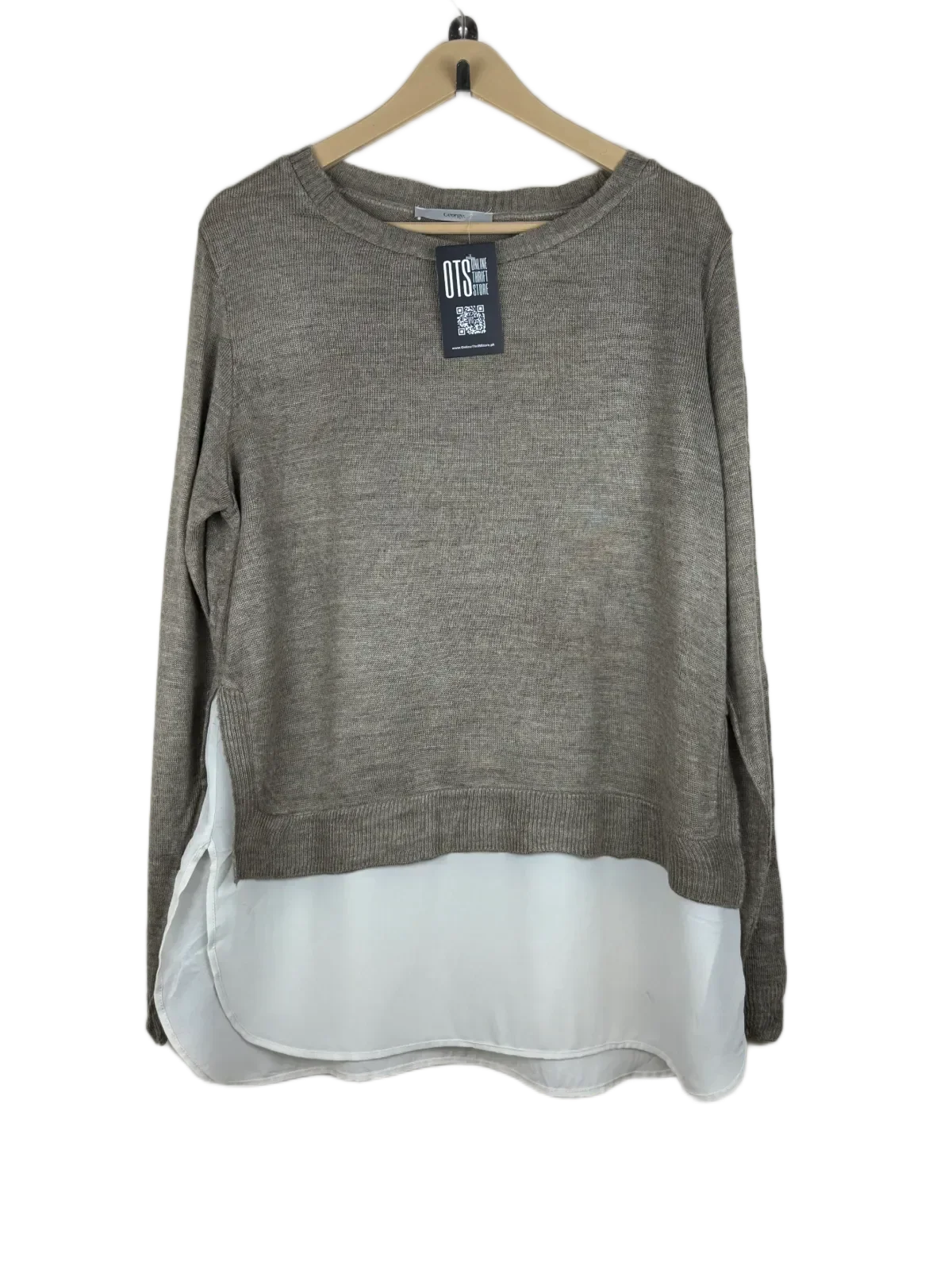 Shop Premium Winter Knitted Tops by George | Preloved Branded Clothes | Brown Cotton | Women | OTS Thrift Store Lahore Pakistan