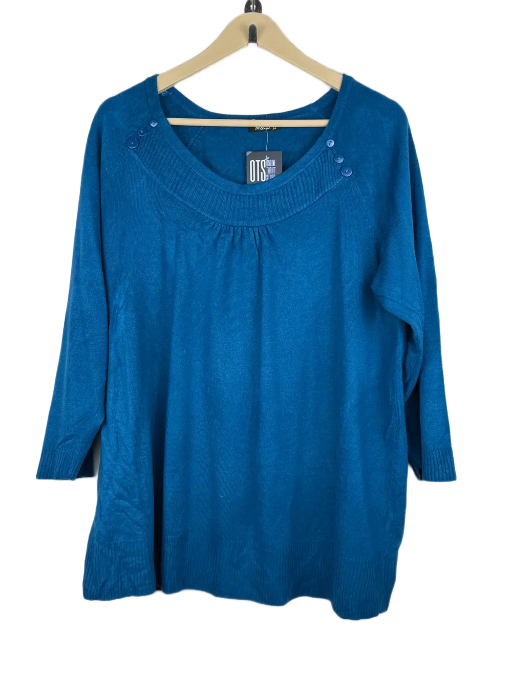 Preloved Premium Winter Knitted Tops by M&Co, Blue Acrylic for Women - OTS Thrift Shop Karachi Pakistan