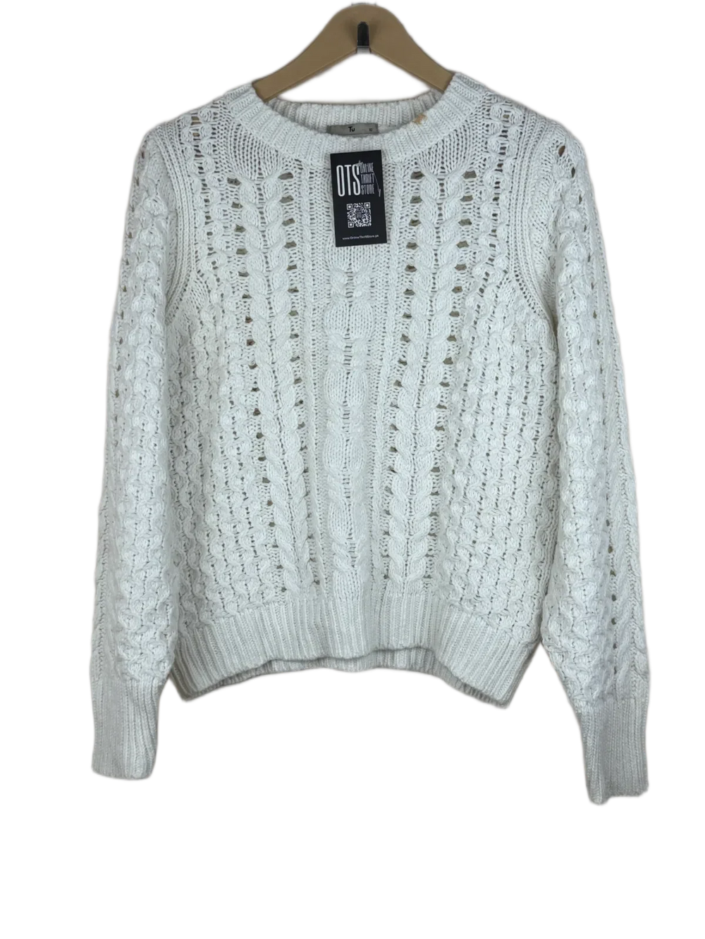 Shop Excellent Winter Knitted Tops by TU | Preloved Branded Clothes | White Cotton | Women | OTS Thrift Store Peshawar Pakistan